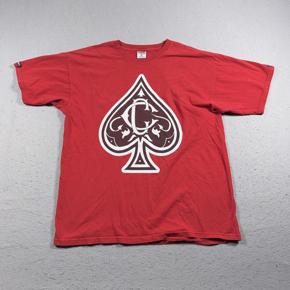 Crooks & Castles‎ Shirt Mens Large Red Spade Graphic Tee Streetwear Casino